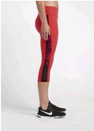 Женские леггинсы, капри, лосины с красным принтом от nike Women dri-fit, оригинал