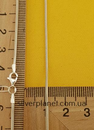 Женская серебряная цепочка снейк тонда змейка. белая круглая цепь на шею серебро 9255 фото