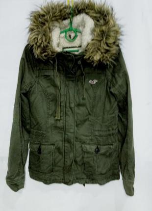 Hollister куртка парка женская зимняя на меху хаки размер s2 фото