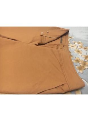 Прямые camel  высокая посадка укороченные  хлопок брюки с манжетами8 фото