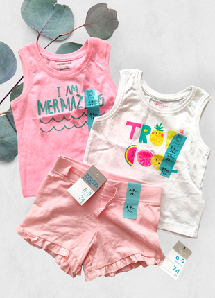 Набір комплект 2 майки і шорти на 6 9 12 міс 68 74 см