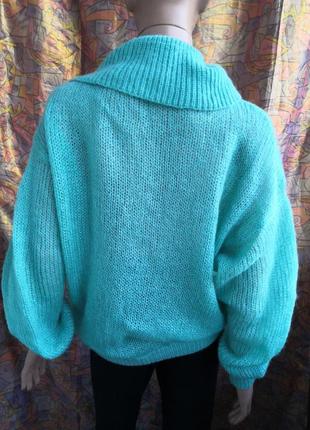 Мохеровый шерстяной объемный свитер оверсайз с воротником stacato4 фото