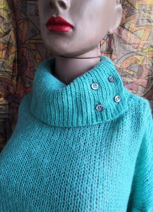 Мохеровый шерстяной объемный свитер оверсайз с воротником stacato7 фото