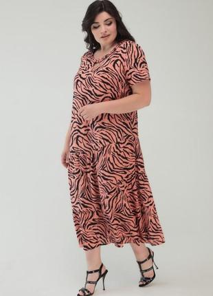 Летнее штапельное платье злата миди большого размера 52-62 батал