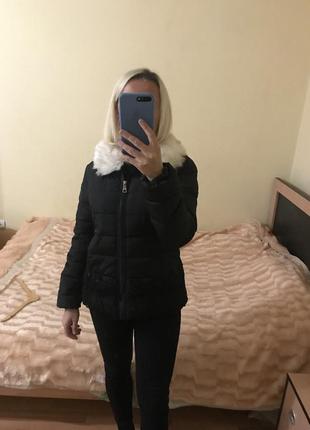 Пуховик чёрный пуховик короткий с мехом куртка зимняя3 фото