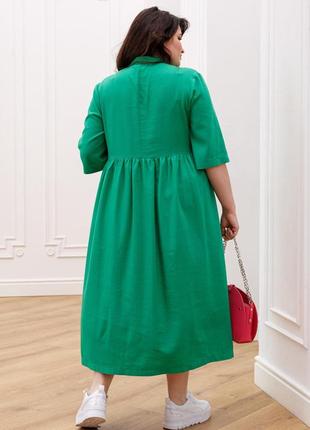Платье свободное из завышеной талией из льна тильда 42-60 размеры разные расцветки3 фото