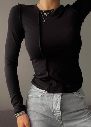 Модная трендовая женская комфортная стильная красивая удобная кофта кофточка качественная с рукавами черная белая лонгслив7 фото