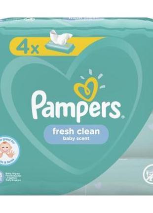 Детские влажные салфетки pampers fresh clean 4х52 шт (8001841077949) - топ продаж!