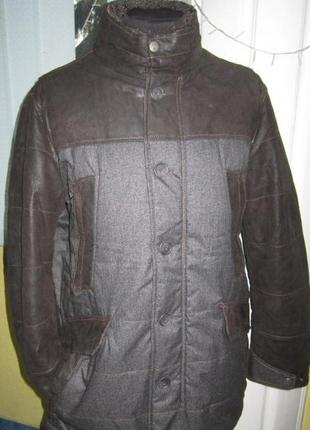 Xl мужская фирменная куртка - engbers -  кожа + ткань1 фото
