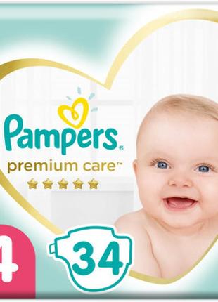 Подгузники pampers premium care maxi размер 4 (9-14 кг) 34 шт (8001090379368) - топ продаж!