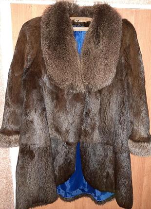 Шуба натуральный мех кролик/песец