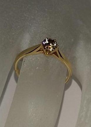 Золотое кольцо с коричневым бриллиантом 0,44 карат. желтое золото! новое (код: 15805)4 фото