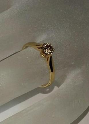 Золотое кольцо с коричневым бриллиантом 0,44 карат. желтое золото! новое (код: 15805)2 фото