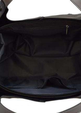 Чёрная прочная женская молодёжная деловая сумка шоппер с короткими ручками или на плечо3 фото