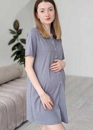 Ночная рубашка для беременных и кормящих мамина хлопковая рубашка на родины в роддомовый4 фото