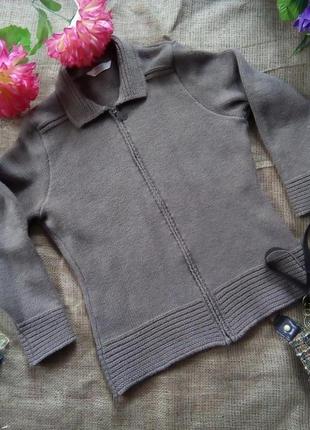 Стильный теплый шерстяной кардиган. кофта на змейке