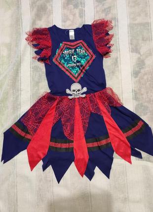 Карнавальное платье-черлидер зомби на хеллоуин на 9-10 лет