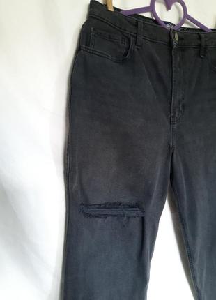 98% коттон женские брендовые рваные стрейчевые графитовые джинсы hollister с потертостями..w 30l316 фото
