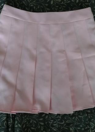 Крутая пастельная юбка с завышенной (высокая) талией и шортиками очень классная4 фото