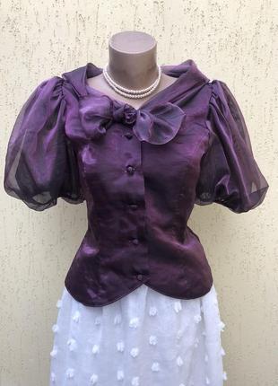 Вінтаж,блуза органза,бант на грудях,люкс бренд,