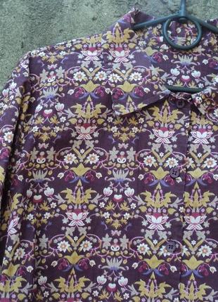 Фіолетова сорочка з узором з квітами, вінтаж2 фото