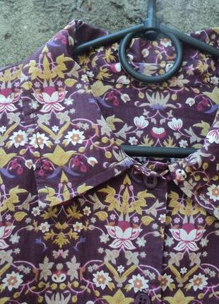Фіолетова сорочка з узором з квітами, вінтаж4 фото