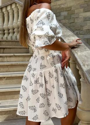 Разные рисунки! муслиновое платье мини до колен летнее склещено с открытыми плита с коротким рукавом летнее белое платье из маслуна3 фото
