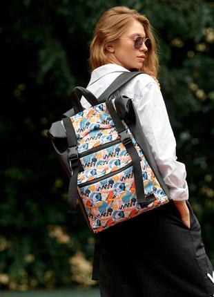 Женский рюкзак sambag rolltop one с принтом "light"2 фото