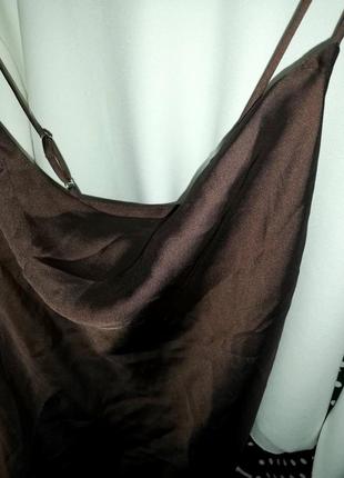 Платье под шелк короткое шоколадный цвет s р.4 фото
