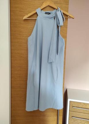 Голубое платье musthave с бантом на шее2 фото