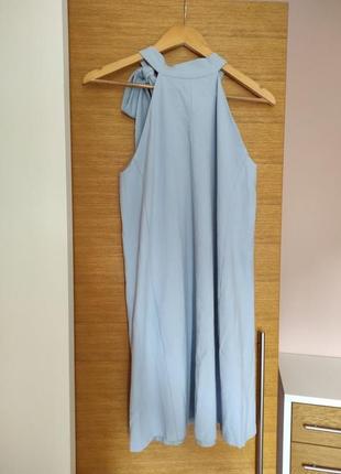 Голубое платье musthave с бантом на шее3 фото