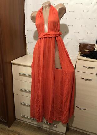 Туника - платье длинный сарафан с разрезом пляжный сарафан  платье1 фото