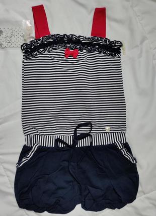 Итальянский летний хлопковый комбинезон для девочки fun fun с бантиком