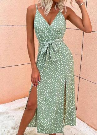 🔴 летнее платье сарафан оливкового цвета