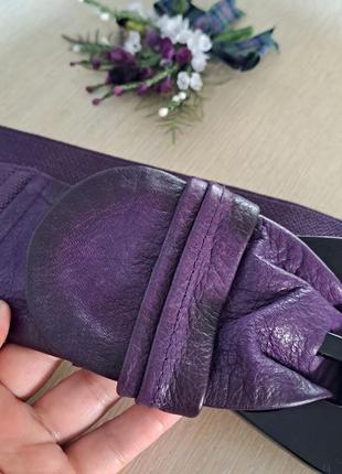 Широкий фирменный кожаный пояс роскошного фиолетового цвета  супер качество3 фото
