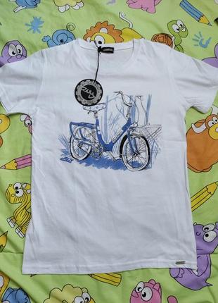 Итальянская хлопковая футболка на мальчика 12-16 лет с велосипедом zu-yspanici1 фото
