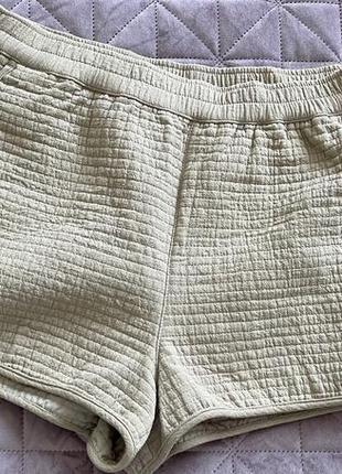 Крутые стильные жатые коттоновые шорты hm 44 размер, хлл8 фото