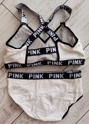 Женский комплект pink, спортивный комплект pink", топ со сплошным съемным поролоном-корректором.2 фото