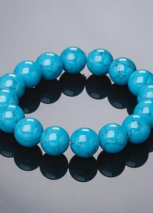Браслет на резинке бирюза (пресс.) 12мм