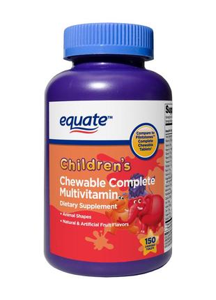 Детские жевательные мультивитамины equate children chewable, 150 шт. сша