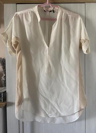 Шелковая комбинированная блуза1 фото