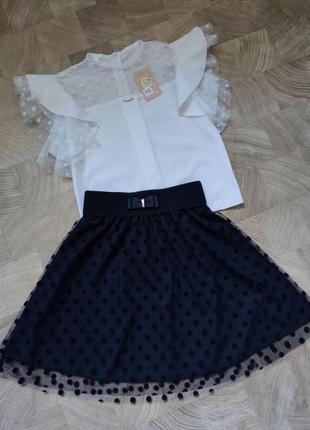Нарядный комплект блузка и юбка школа1 фото