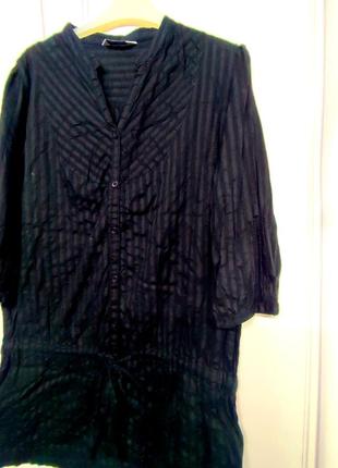 Легкая коттоновая блуза, цвет насыщенный, черный3 фото