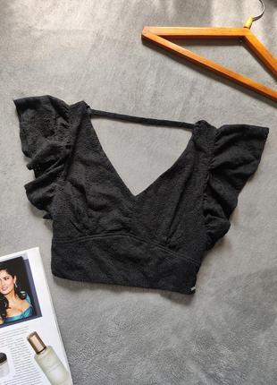 Стильний чорний брендовий топ кроп блуза guess