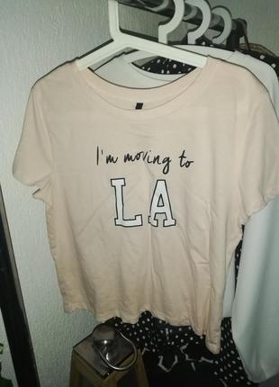 Футболка с принтом пудровая м р.