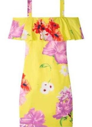 Платье женское с оборкой мини с цветами bonprix bpc collection платье женское вискозное