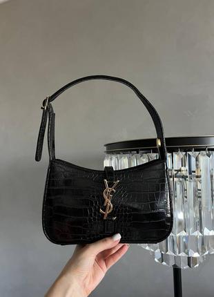 Жіноча сумочка у стилі yves saint laurent hobo black croco