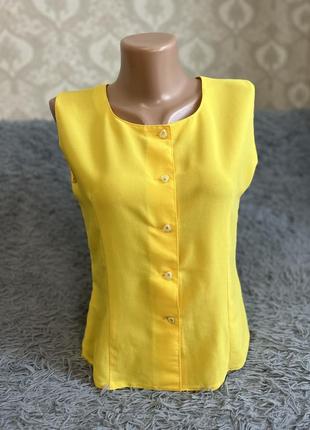 Блузка. рубашка. желтая блузка.желтая блузка без рукавов.6 фото