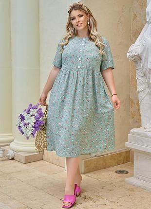 Ніжна жіноча повсякденна сукня із штапеля батал