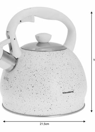 Чайник на газ 2 л klausberg kb-7319 белый мрамор